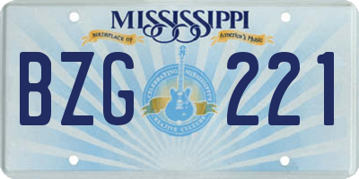 MS license plate BZG221