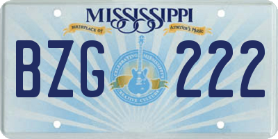 MS license plate BZG222