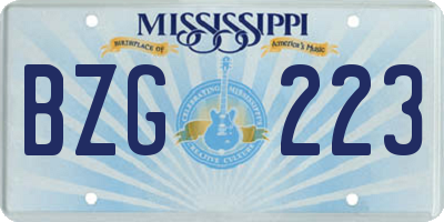 MS license plate BZG223