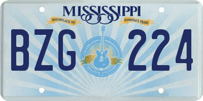 MS license plate BZG224