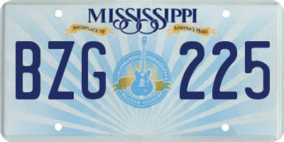 MS license plate BZG225