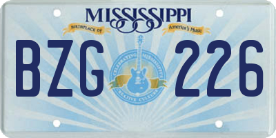 MS license plate BZG226
