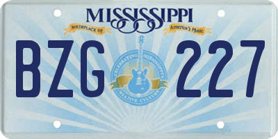 MS license plate BZG227