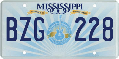 MS license plate BZG228