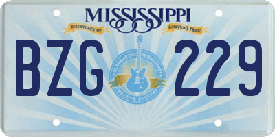 MS license plate BZG229