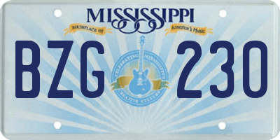 MS license plate BZG230