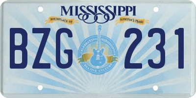 MS license plate BZG231