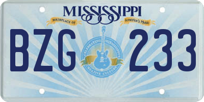 MS license plate BZG233