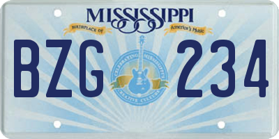 MS license plate BZG234
