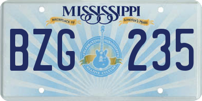 MS license plate BZG235