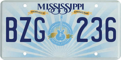 MS license plate BZG236