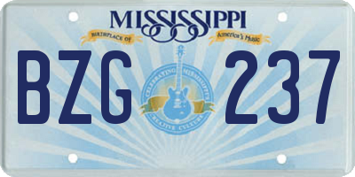 MS license plate BZG237
