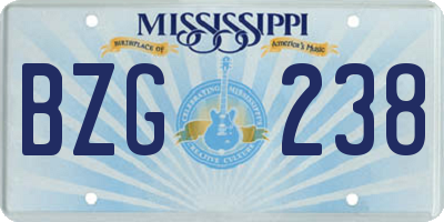 MS license plate BZG238