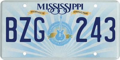 MS license plate BZG243