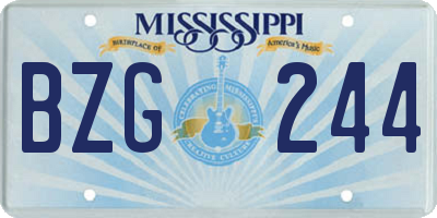 MS license plate BZG244