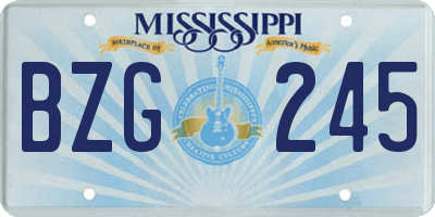 MS license plate BZG245