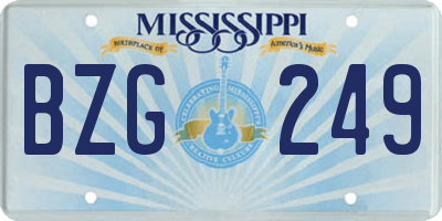 MS license plate BZG249