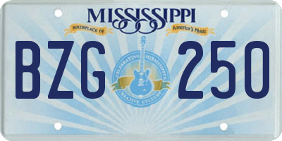 MS license plate BZG250