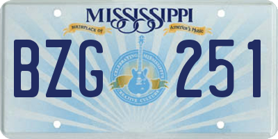 MS license plate BZG251