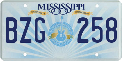 MS license plate BZG258