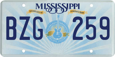 MS license plate BZG259