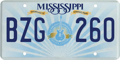 MS license plate BZG260