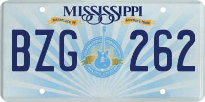MS license plate BZG262