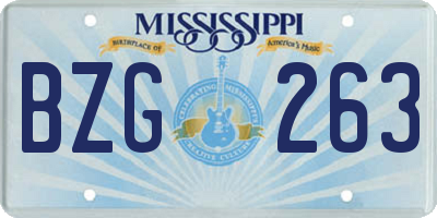 MS license plate BZG263
