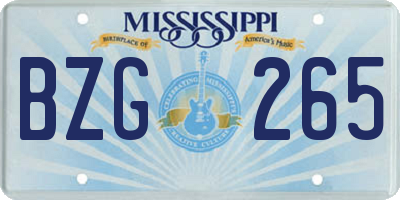 MS license plate BZG265