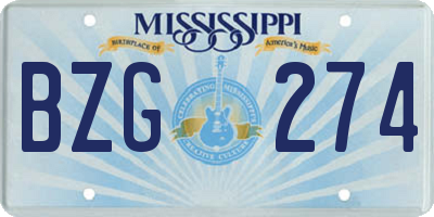 MS license plate BZG274