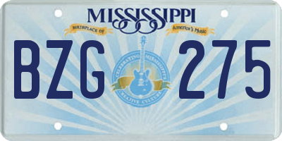 MS license plate BZG275