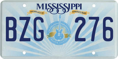 MS license plate BZG276