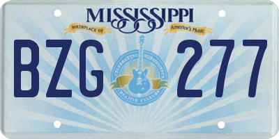 MS license plate BZG277