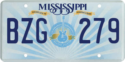 MS license plate BZG279