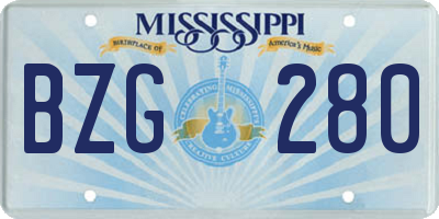 MS license plate BZG280