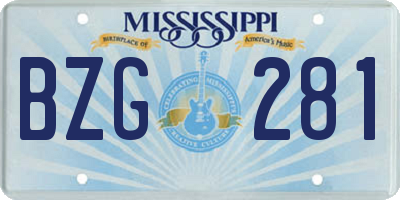 MS license plate BZG281