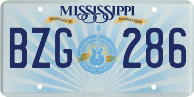 MS license plate BZG286