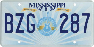 MS license plate BZG287