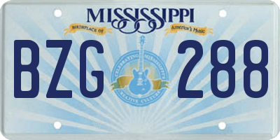 MS license plate BZG288