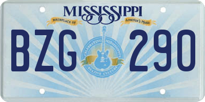 MS license plate BZG290