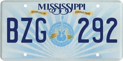 MS license plate BZG292