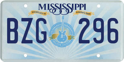 MS license plate BZG296
