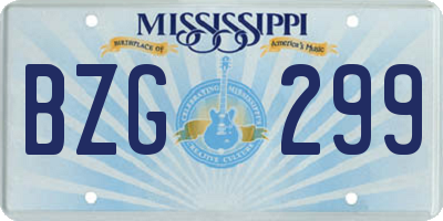 MS license plate BZG299