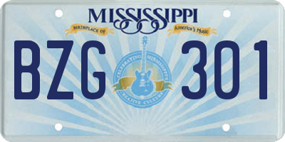 MS license plate BZG301