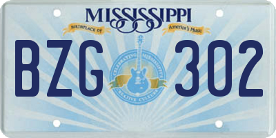 MS license plate BZG302