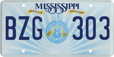 MS license plate BZG303