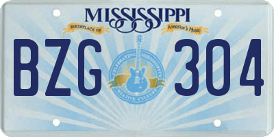 MS license plate BZG304