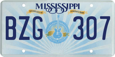 MS license plate BZG307