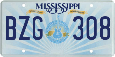 MS license plate BZG308