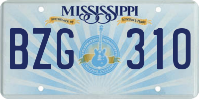 MS license plate BZG310